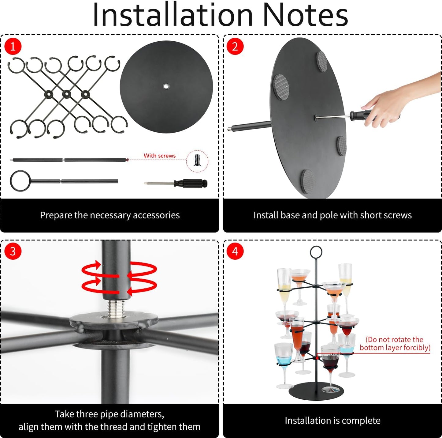 Cocktail Tree Stand for Parties Brunch,3 Tiers 12 Holders Drink Tower Wine Glass Holder Stand,Champagne Tower Martinis Tree,Wine Glasses Display Margarita Tower Drink Stand for Mimosa Bar Party Bridal
