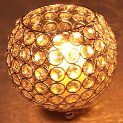 Silver Crystal Candle Holders Centerpiece Candelabra Vase for Table, Living Room House Decorations,Wedding Anniversary,6 Inches Diameter