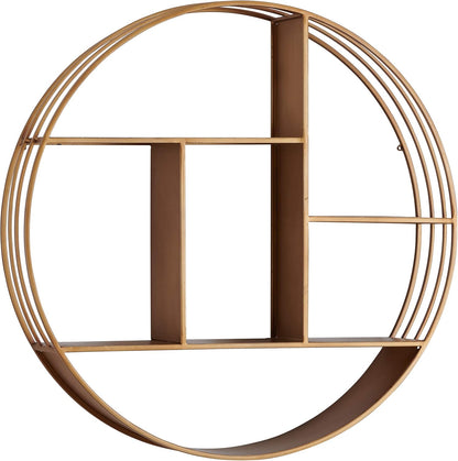 & Co. Gold Brooklyn Wall Shelf, round 3 Tier Wall Mounted Floating Shelf for Bathroom, Bedroom, Living Room Decor, Metal, Industrial, 27.5 Inches