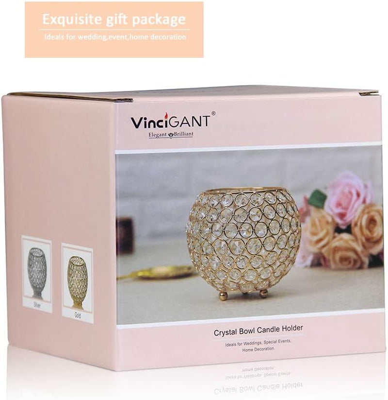 Silver Crystal Candle Holders Centerpiece Candelabra Vase for Table, Living Room House Decorations,Wedding Anniversary,6 Inches Diameter