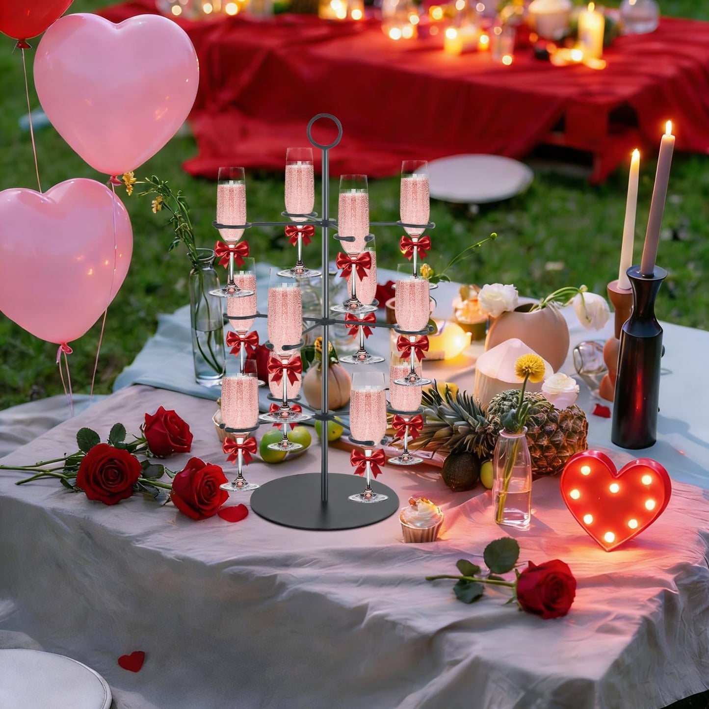 Cocktail Tree Stand for Parties Brunch,3 Tiers 12 Holders Drink Tower Wine Glass Holder Stand,Champagne Tower Martinis Tree,Wine Glasses Display Margarita Tower Drink Stand for Mimosa Bar Party Bridal