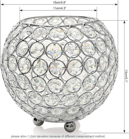 Silver Crystal Candle Holders Centerpiece Candelabra Vase for Table, Living Room House Decorations,Wedding Anniversary,6 Inches Diameter