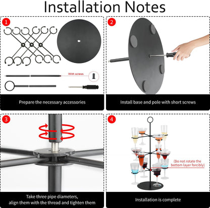 Cocktail Tree Stand for Parties Brunch,3 Tiers 12 Holders Drink Tower Wine Glass Holder Stand,Champagne Tower Martinis Tree,Wine Glasses Display Margarita Tower Drink Stand for Mimosa Bar Party Bridal