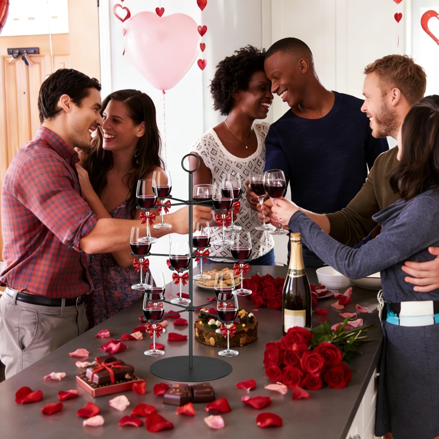 Cocktail Tree Stand for Parties Brunch,3 Tiers 12 Holders Drink Tower Wine Glass Holder Stand,Champagne Tower Martinis Tree,Wine Glasses Display Margarita Tower Drink Stand for Mimosa Bar Party Bridal